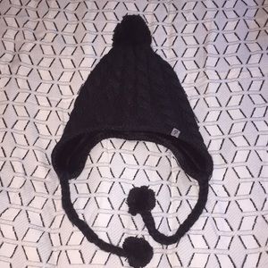 The North Face black pom hat